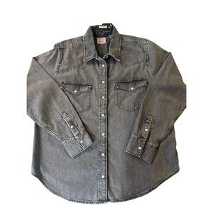 Levi Strauss & Co. Men's Gray Collared Long Sleeve Denim Button Up Shirt XL NWT